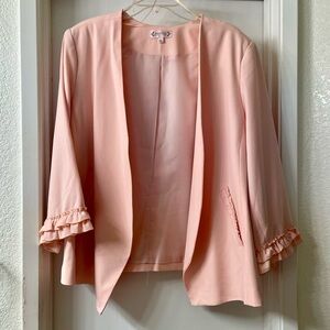 Nanette Lepore Pink Open Front Blazer with Ruffle Sleeve Detail Size 3X